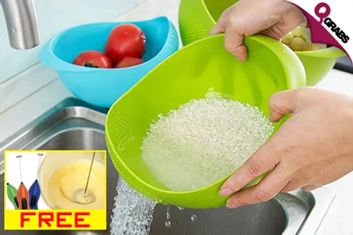 For QR19 Get Convenience in the Kitchen with a Vegetable / Rice Drainer with a FREE Handheld Whisk! (QR114 Value)
